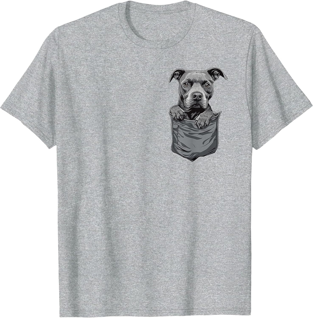 Pitbull in Pocket Cute Dog Lover Owner T-Shirt - Heather Grey