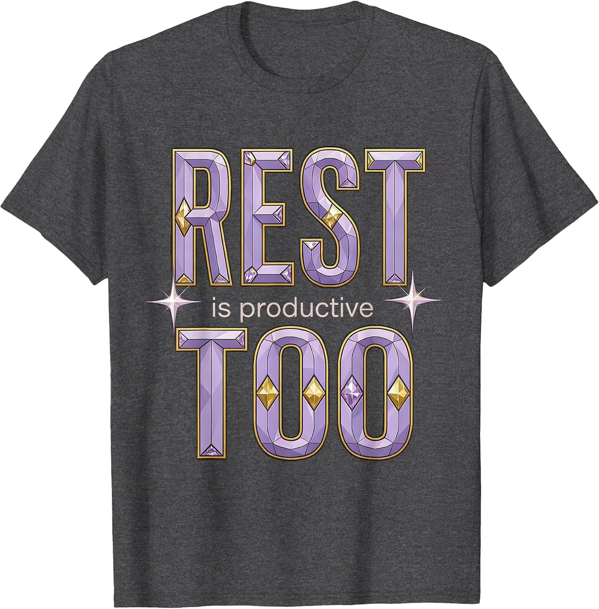 Rest Is Productive Too Mental Health Design T-Shirt - Dark Heather Grey