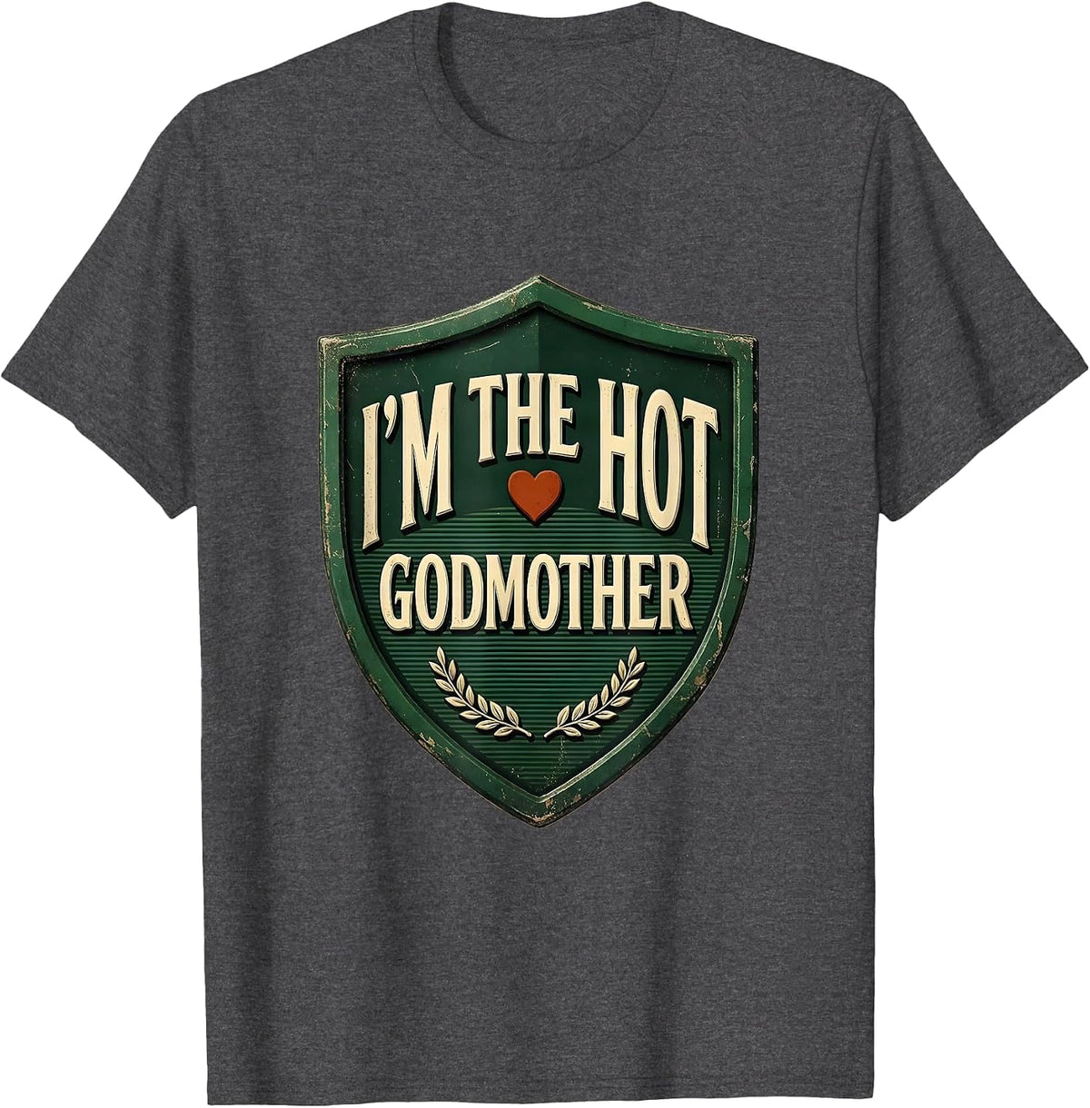 Men's I'm The Hot Godmother Vintage Funny Parent Rebus Joke Gift T-Shirt - Dark Heather Grey