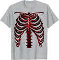 Skeleton Rib Cage Cool Halloween T-Shirt (Ver. 1R) T-Shirt - Heather Grey