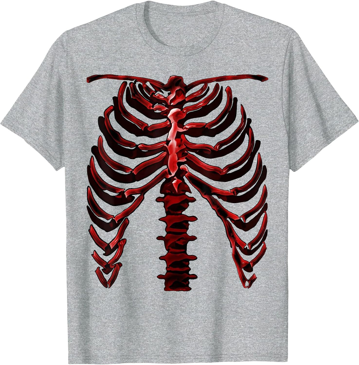 Skeleton Rib Cage Cool Halloween T-Shirt (Ver. 1R) T-Shirt - Heather Grey