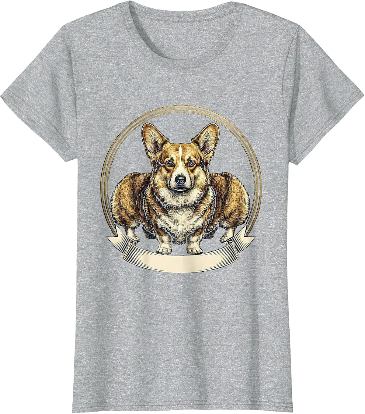 Women's Corgi Seal Emblem Corgi Lover Dog Owner Humor T-Shirt - Heather Grey