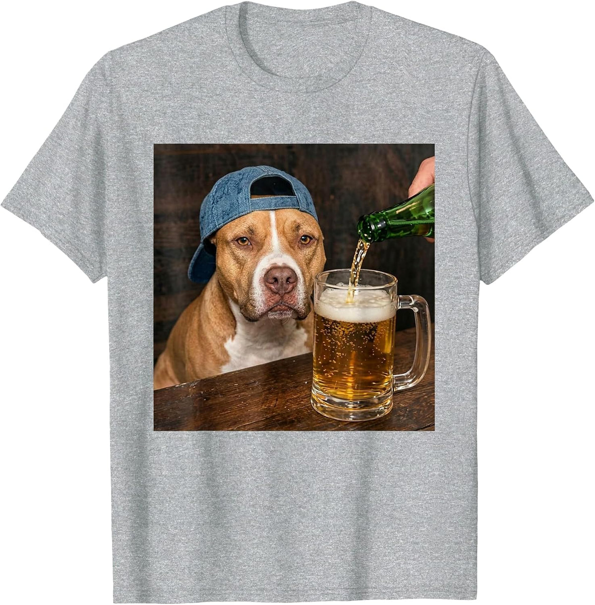 Pitbull Drinking Beer Funny Pitbull Dog Meme T-Shirt - Heather Grey