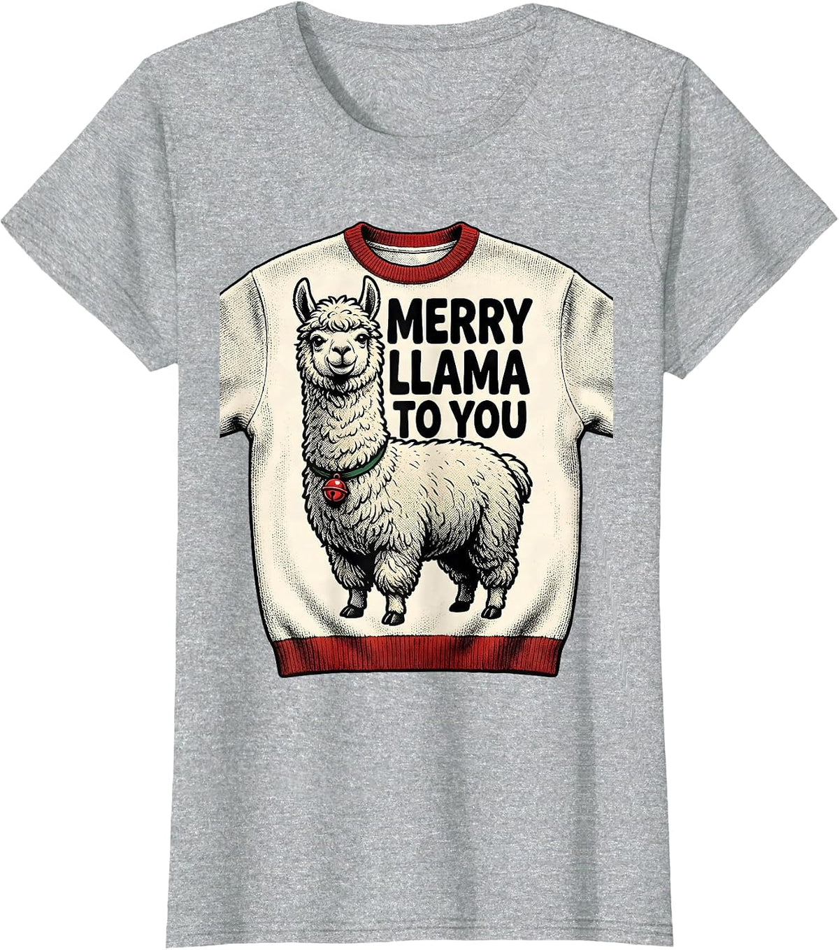Merry Llama To You Funny Christmas Llama Lover Gift T-Shirt - Heather Grey