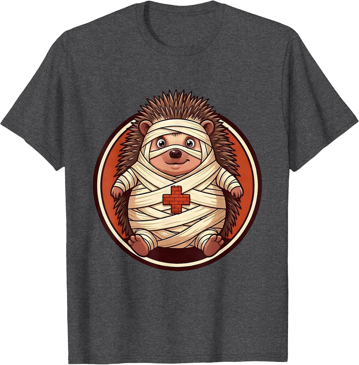 Men's Boo Boo Crew Nurse Bandaged Hedgehog T-Shirt - Dark Heather Grey
