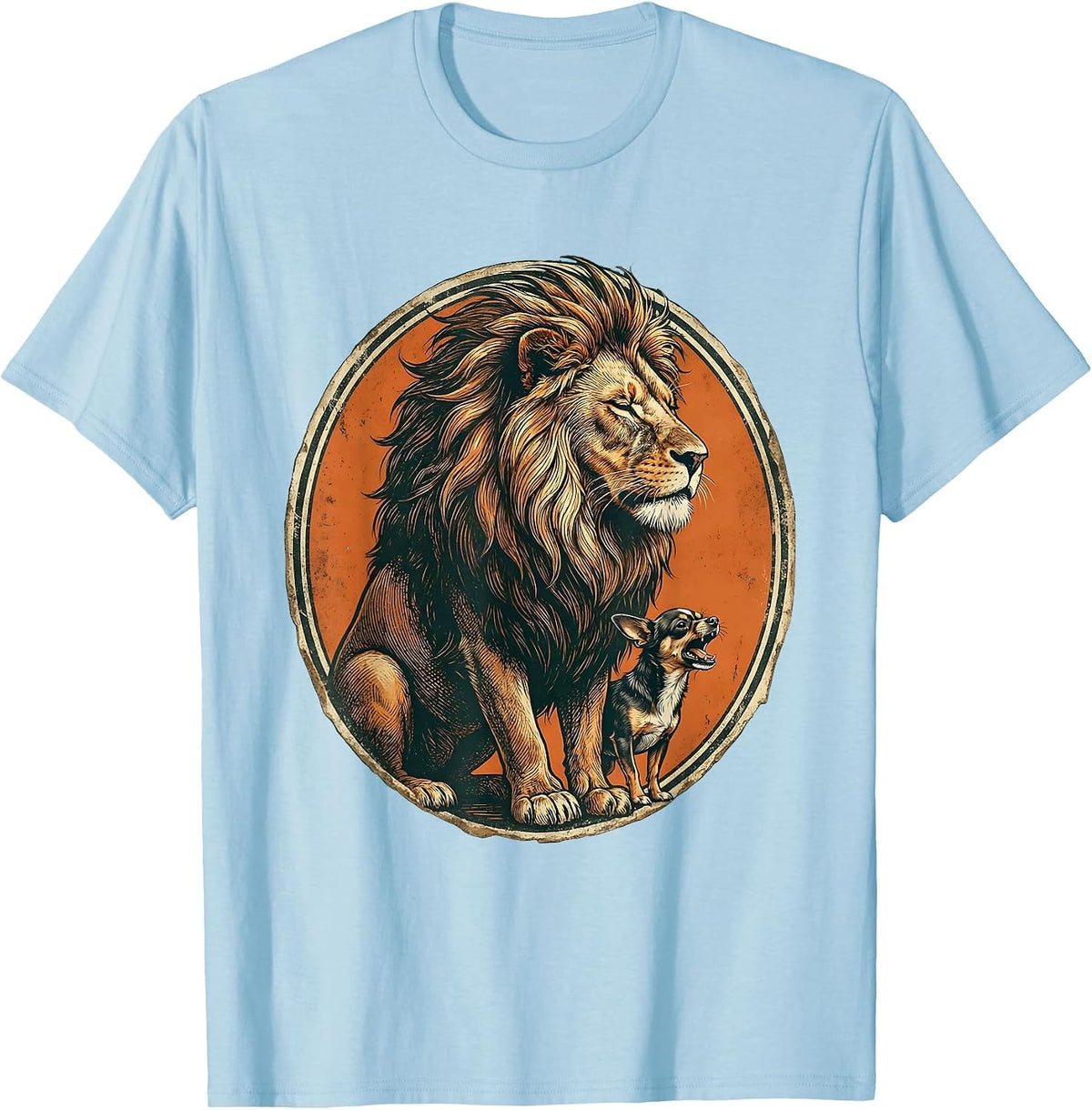 Men's Lion Unbothered by Tiny Chihuahua Graphic T-Shirt - Baby Blue