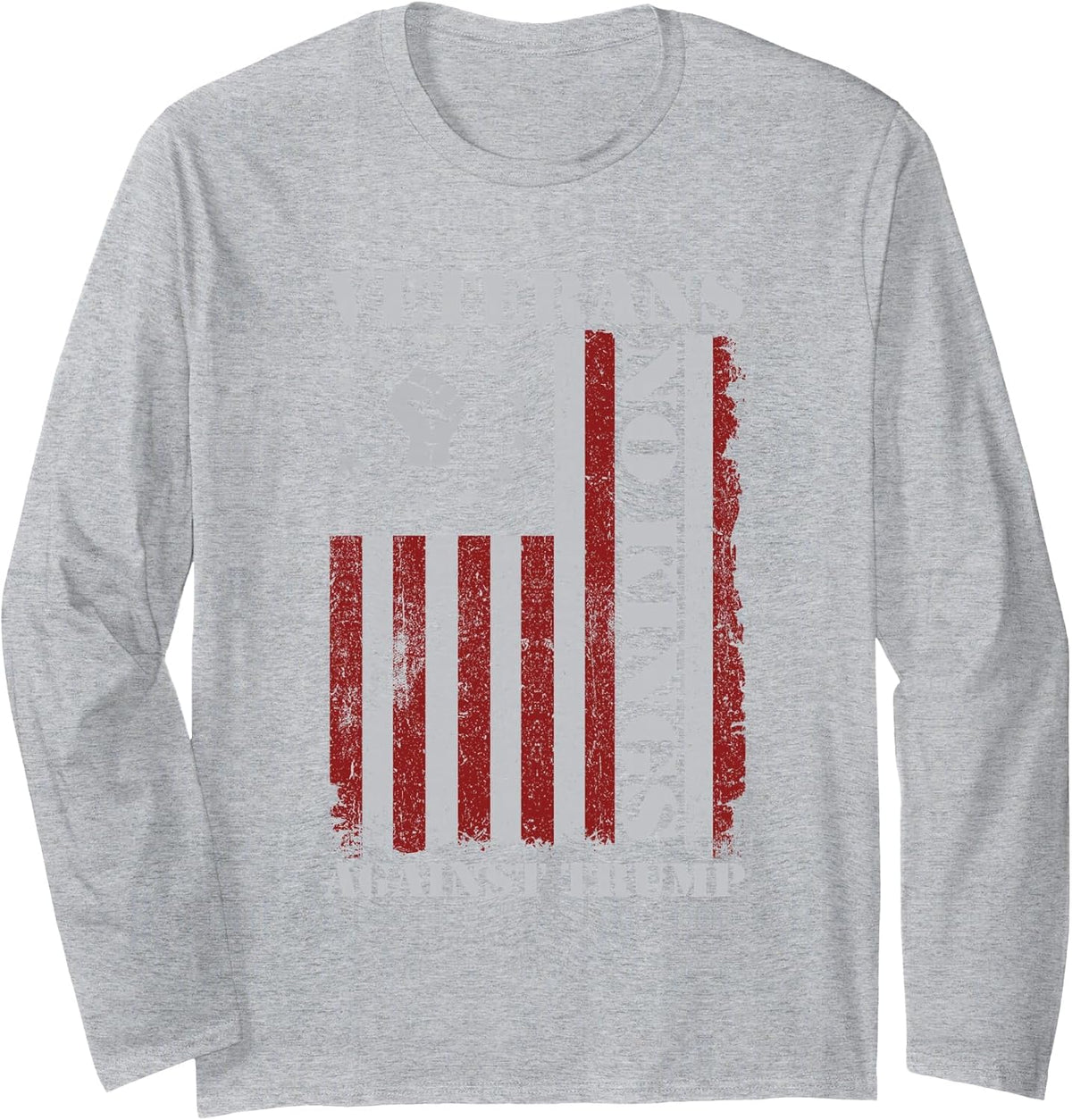 Military Veterans Protest USA Flag No Kings America Protest Long Sleeve T-Shirt - Adult Unisex Heather Grey