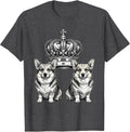 Men's Royal Corgi Crown Prince Charles Illustration T-Shirt - Dark Heather Grey