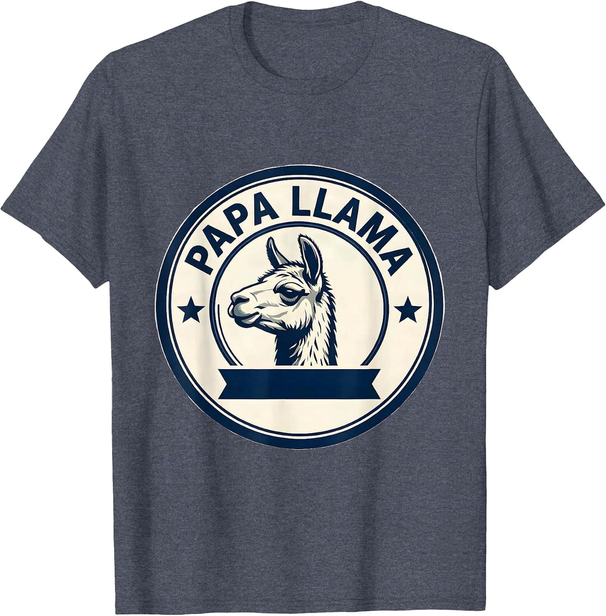 Papa Llama Funny Llama Alpaca Novelty Humor Casual T-Shirt - Heather Blue