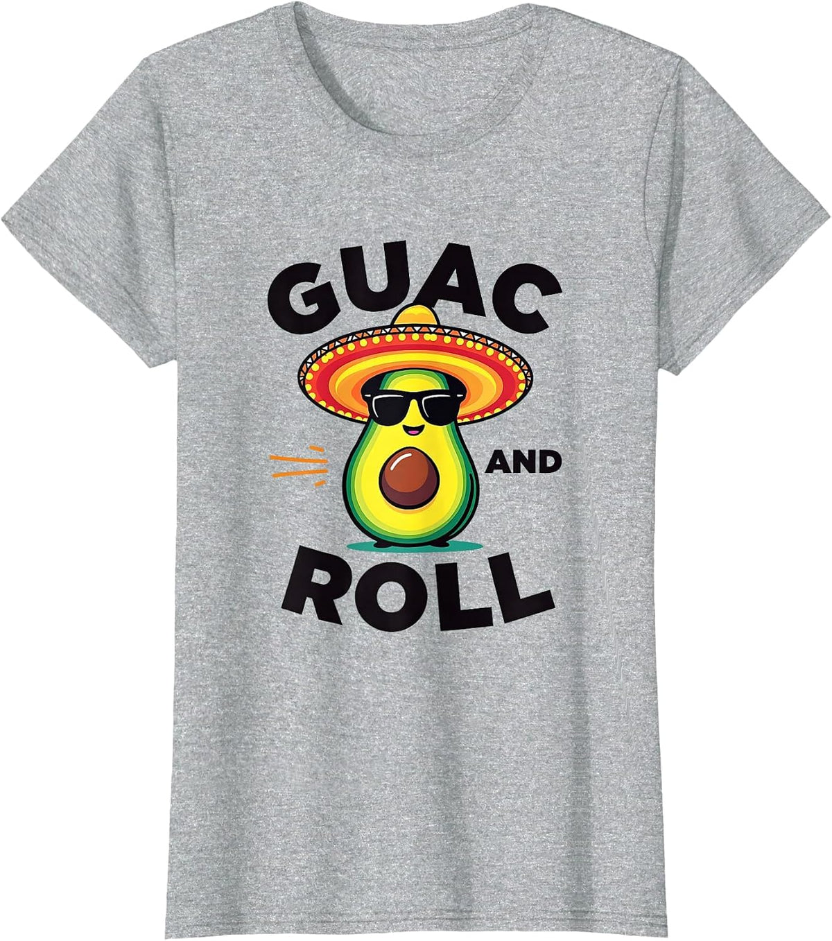 Guac and Roll Cinco de Mayo Fiesta Design T-Shirt - Heather Grey