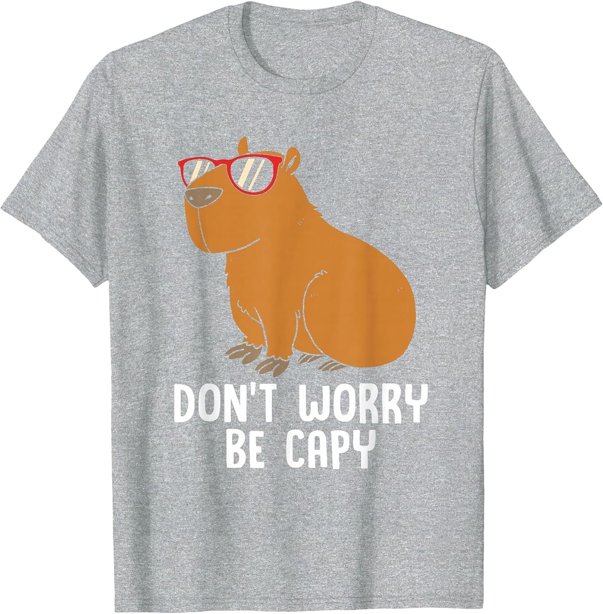 Funny Capybara for Kids Dont Be Worry Be Capy T-Shirt - Heather Grey