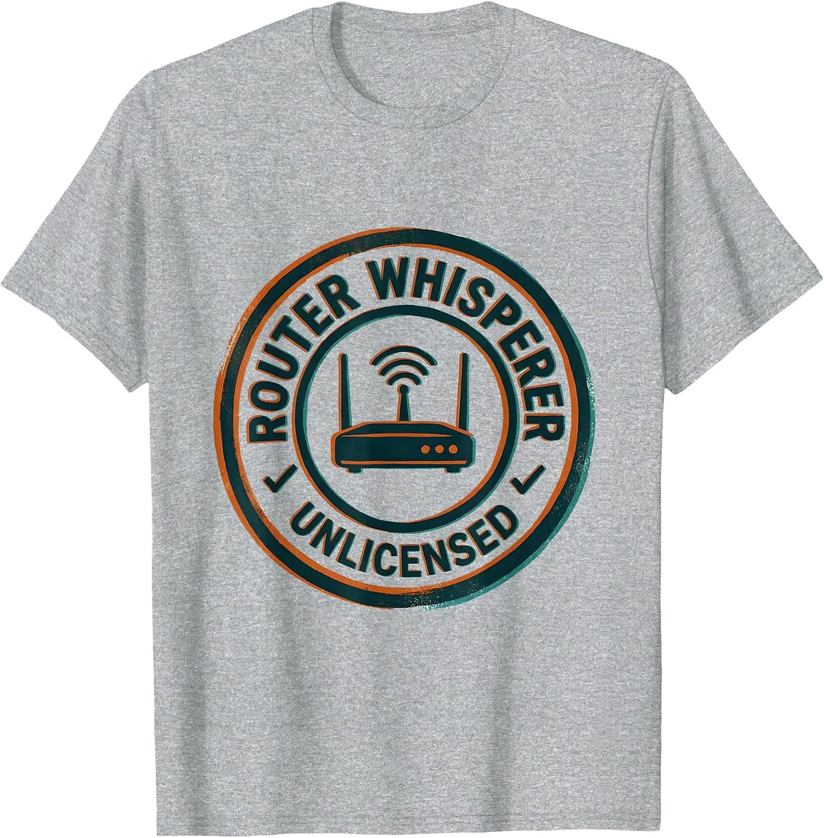 Men's Router Whisperer, Unlicensed Funny IT Tech Support Sysadmin T-Shirt - Heather Grey