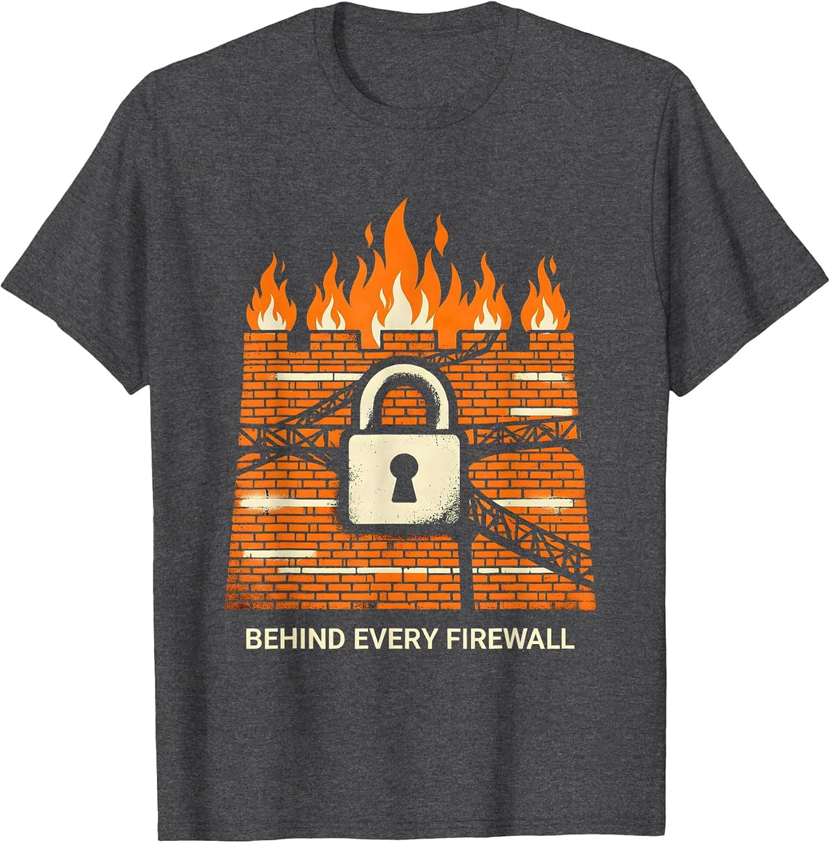 Men's Behind Every Firewall Cybersecurity Design T-Shirt - Dark Heather Grey