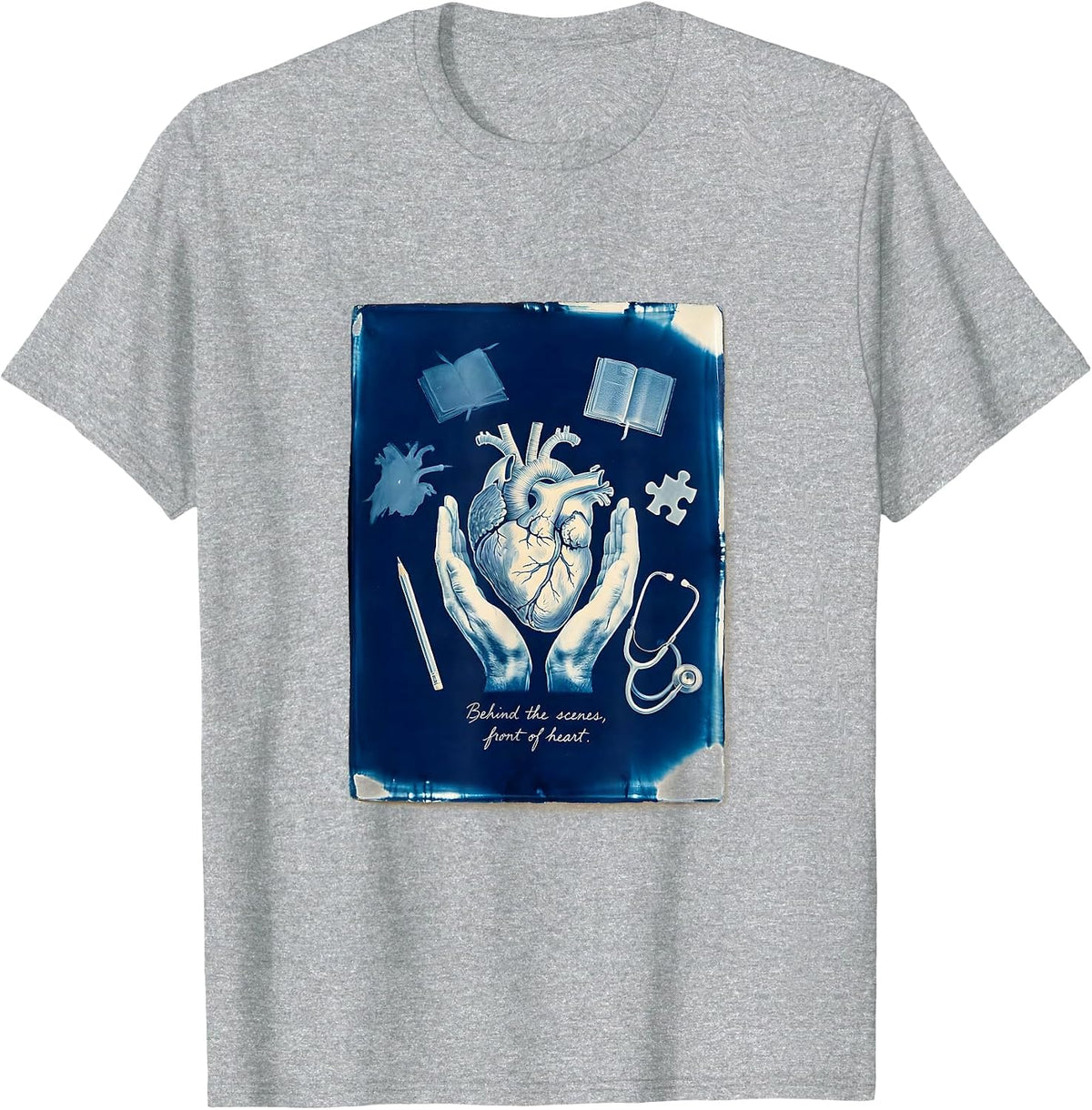Men's Behind the Scenes Front of Heart Paraprofessional T-Shirt - Heather Grey