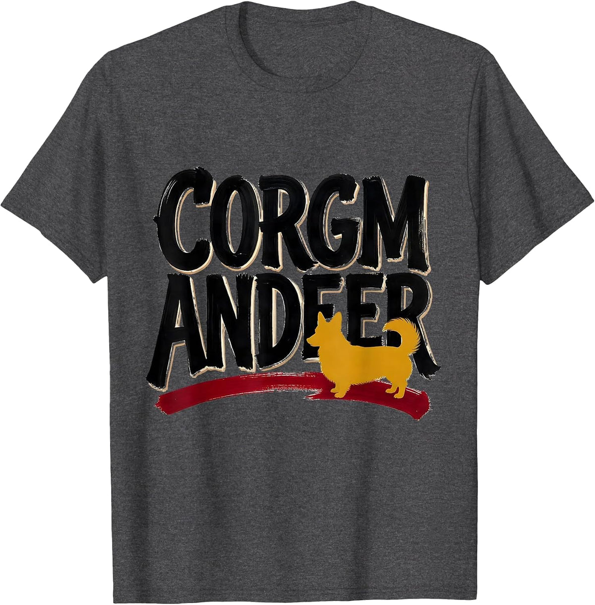 Men's Corgmandeer Funny Corgi Dog Owner Breed Humor Gift T-Shirt - Dark Heather Grey