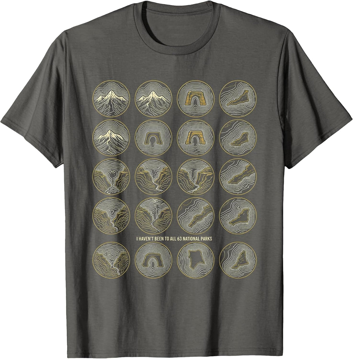 Men's I Haven't Been To All 63 National Parks Checklist T-Shirt - Asphalt Grey