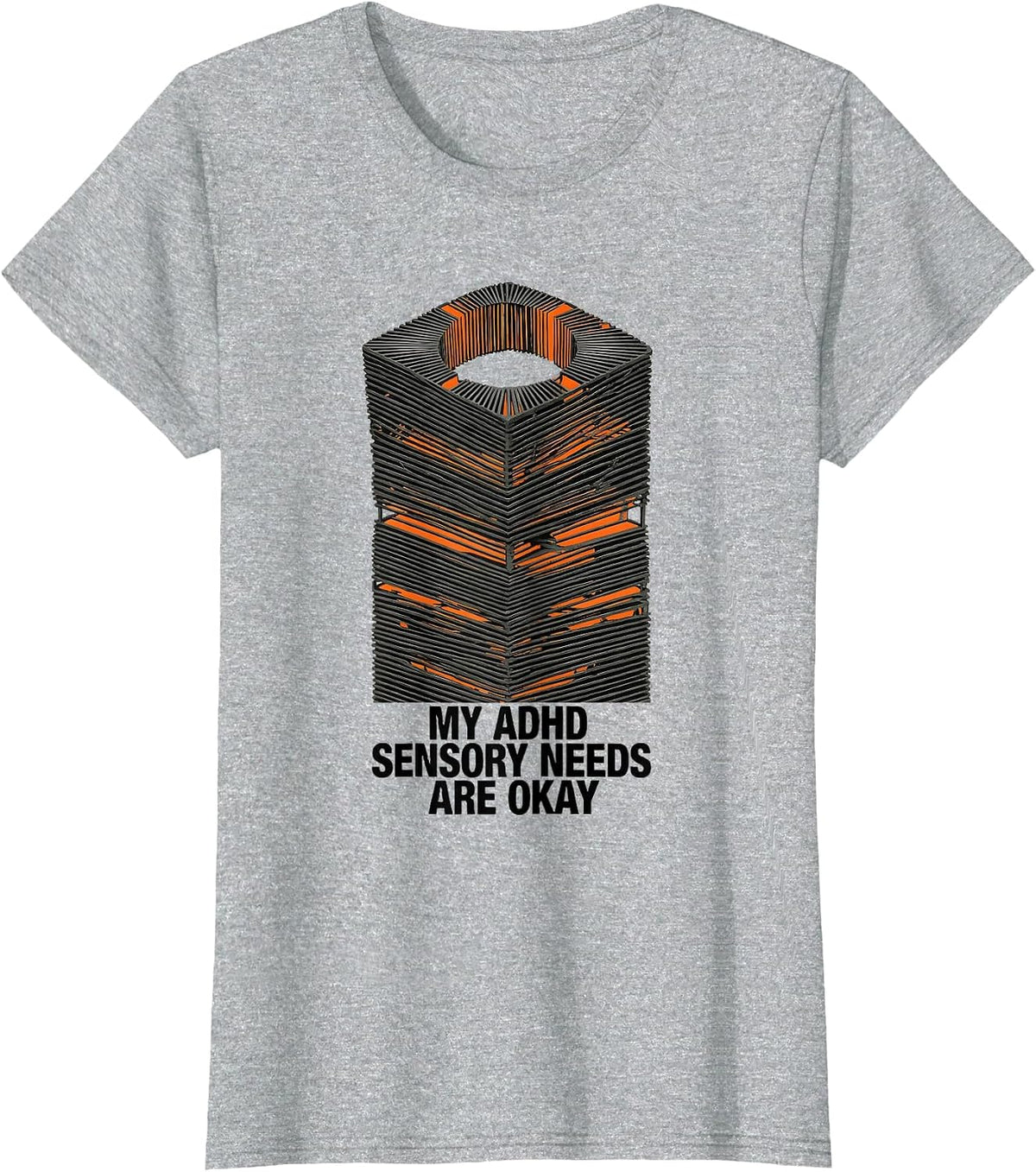 Women's My ADHD Sensory Needs Are Okay Stencil Graphic T-Shirt - Heather Grey