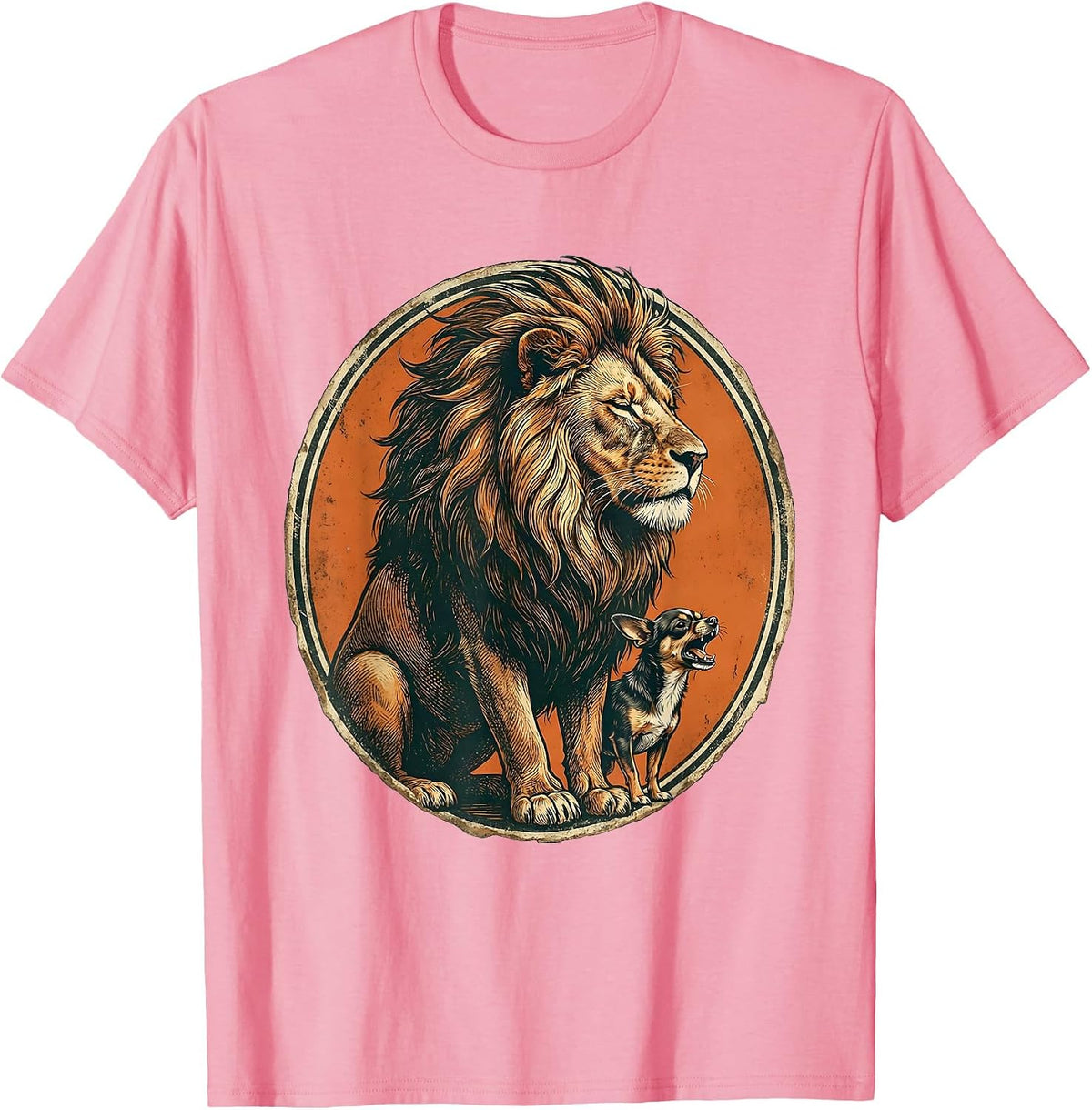 Men's Lion Unbothered by Tiny Chihuahua Graphic T-Shirt - Pink
