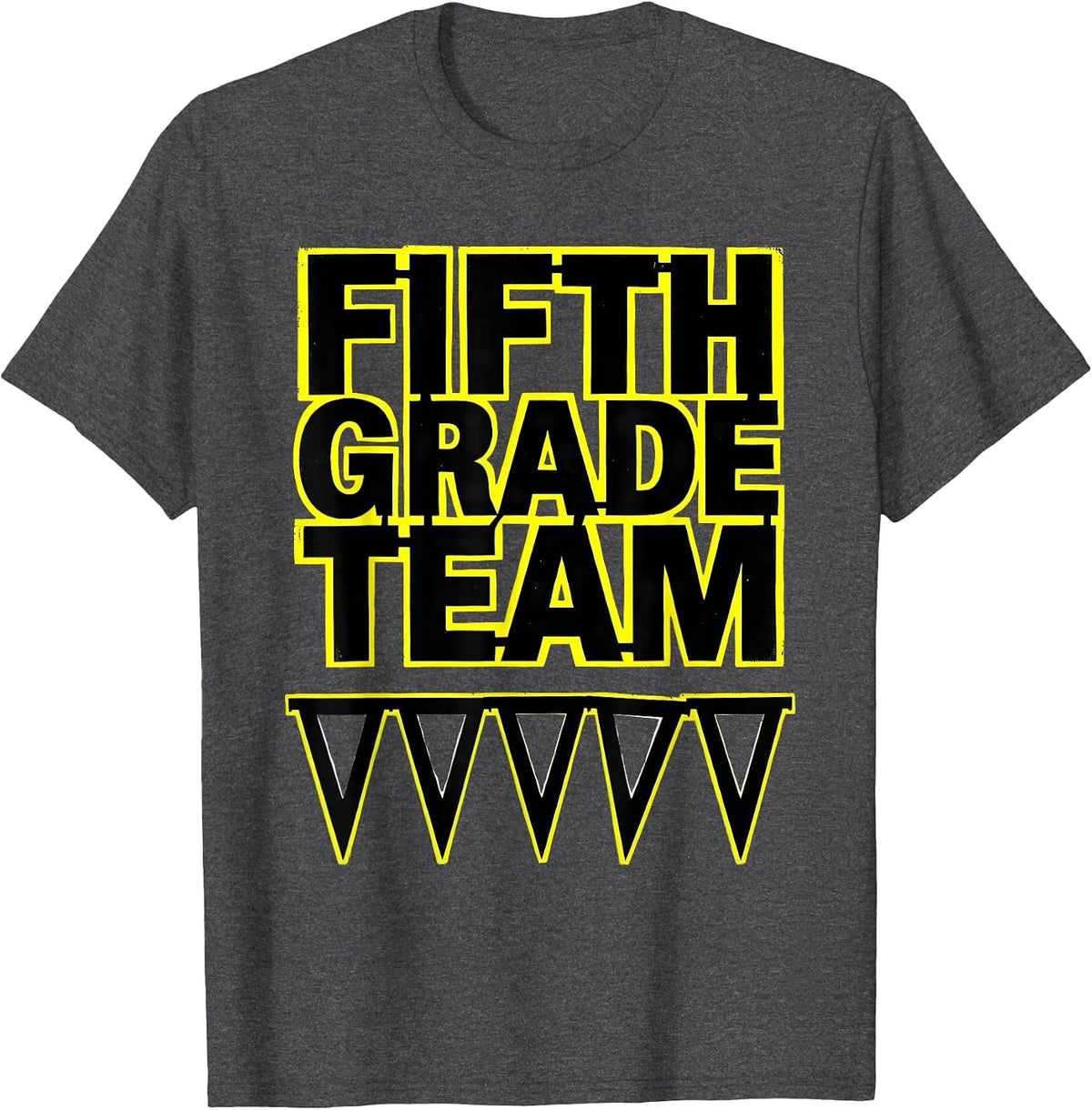 Fifth Grade Team Stencil Graphic Teacher Back to School T-Shirt - Dark Heather Grey