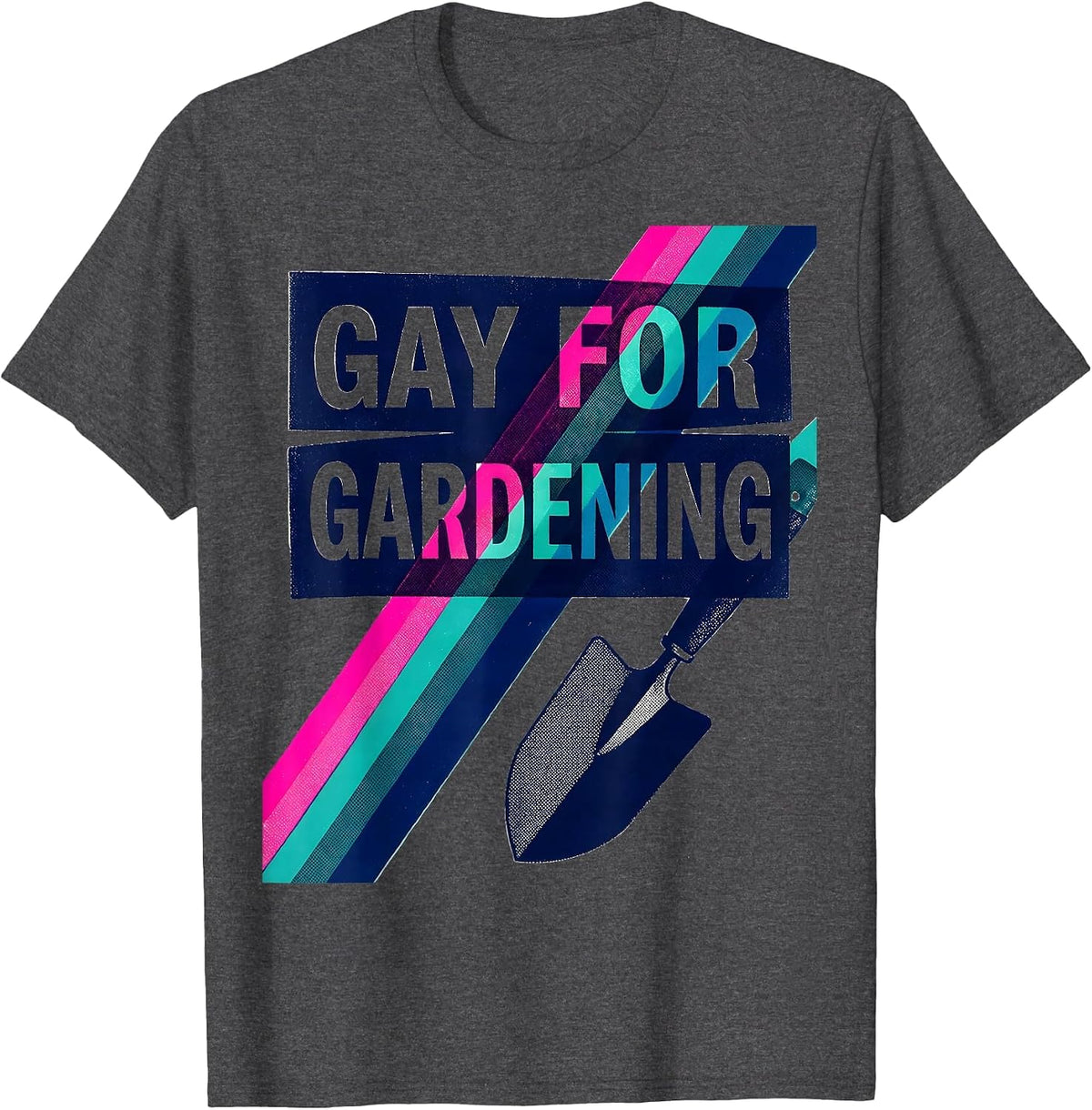 Men's Gay For Gardening Risograph LGBTQ Pride Humour T-Shirt - Dark Heather Grey