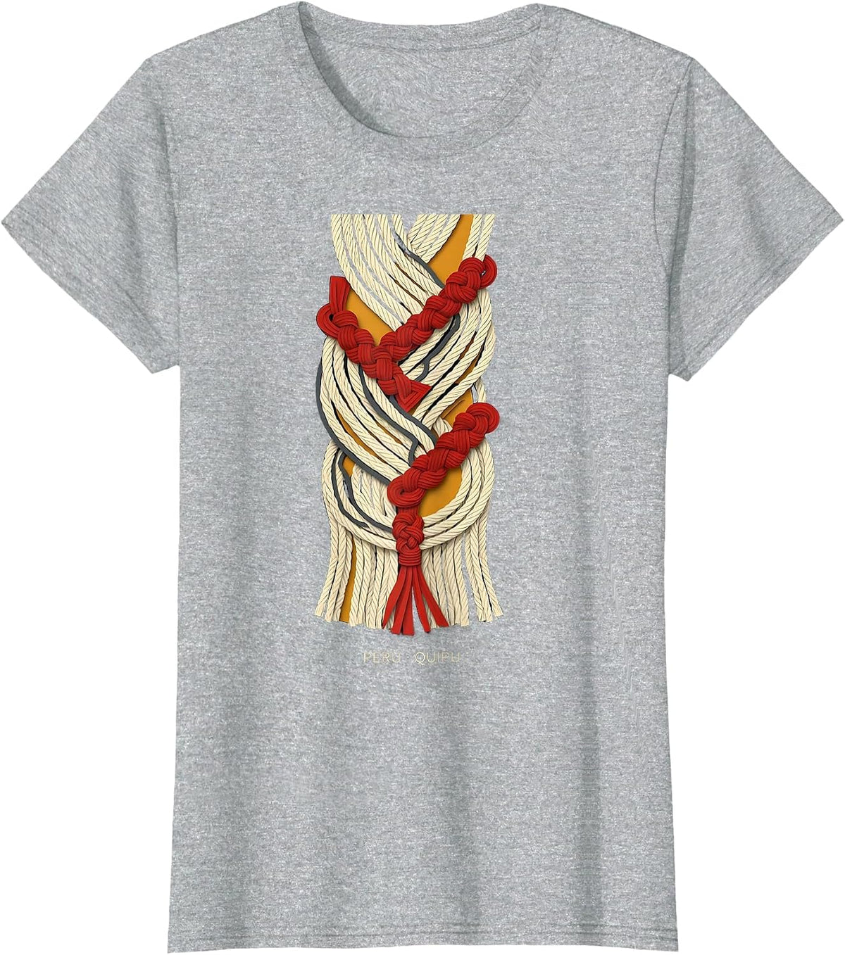 Women's Perú Quipu Paper Cutout Peruvian Heritage National Pride T-Shirt - Heather Grey