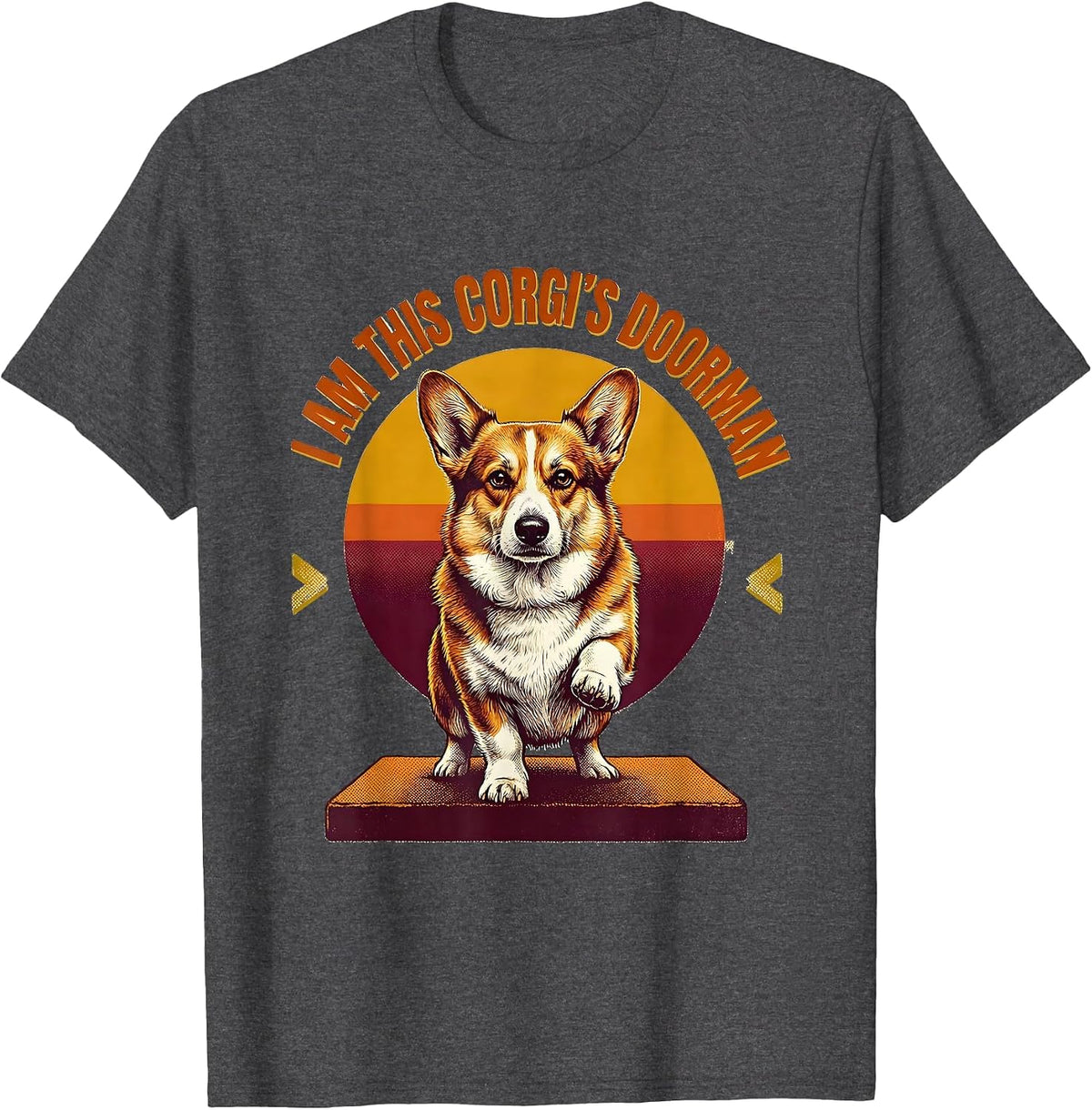 Men's I Am This Corgi's Doorman Funny Corgi Owner Breed Humor T-Shirt - Dark Heather Grey