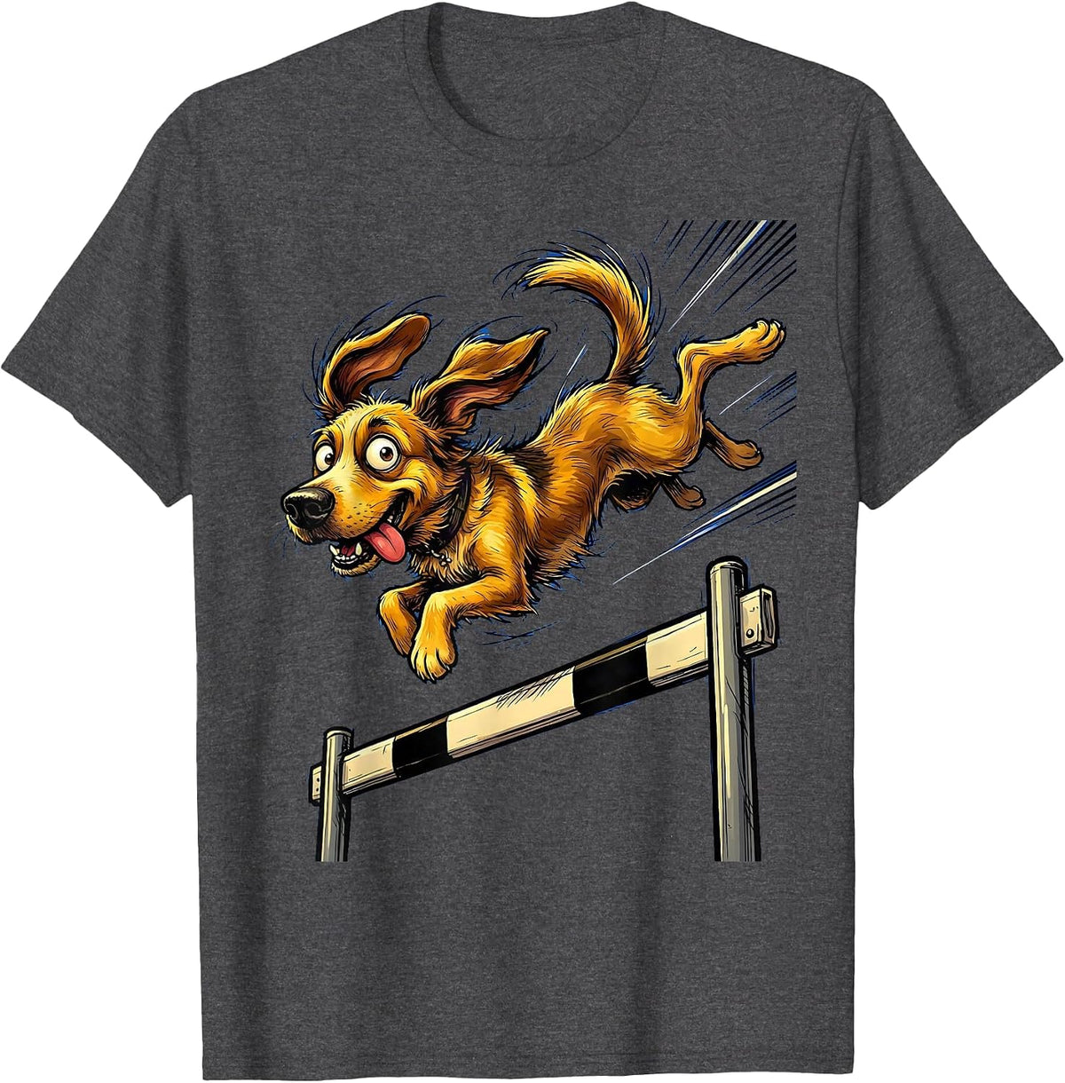 Men's Underdog Leaping Hurdle Cheer Graphic T-Shirt - Dark Heather Grey
