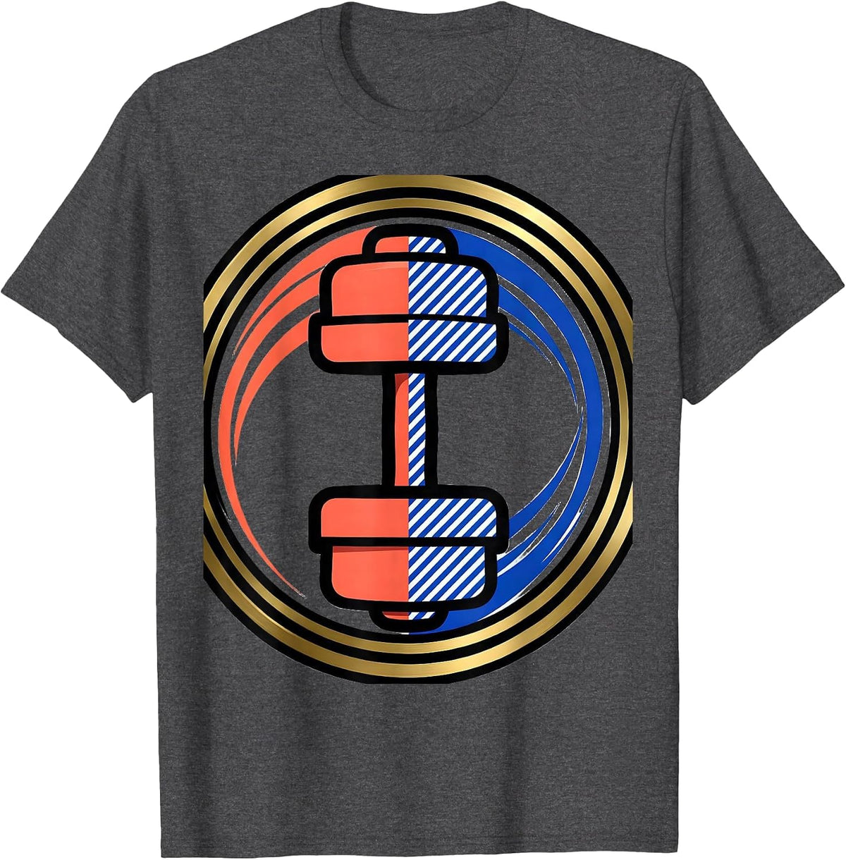 Dumbbell Lift Athleisure Graphic Design T-Shirt - Dark Heather Grey