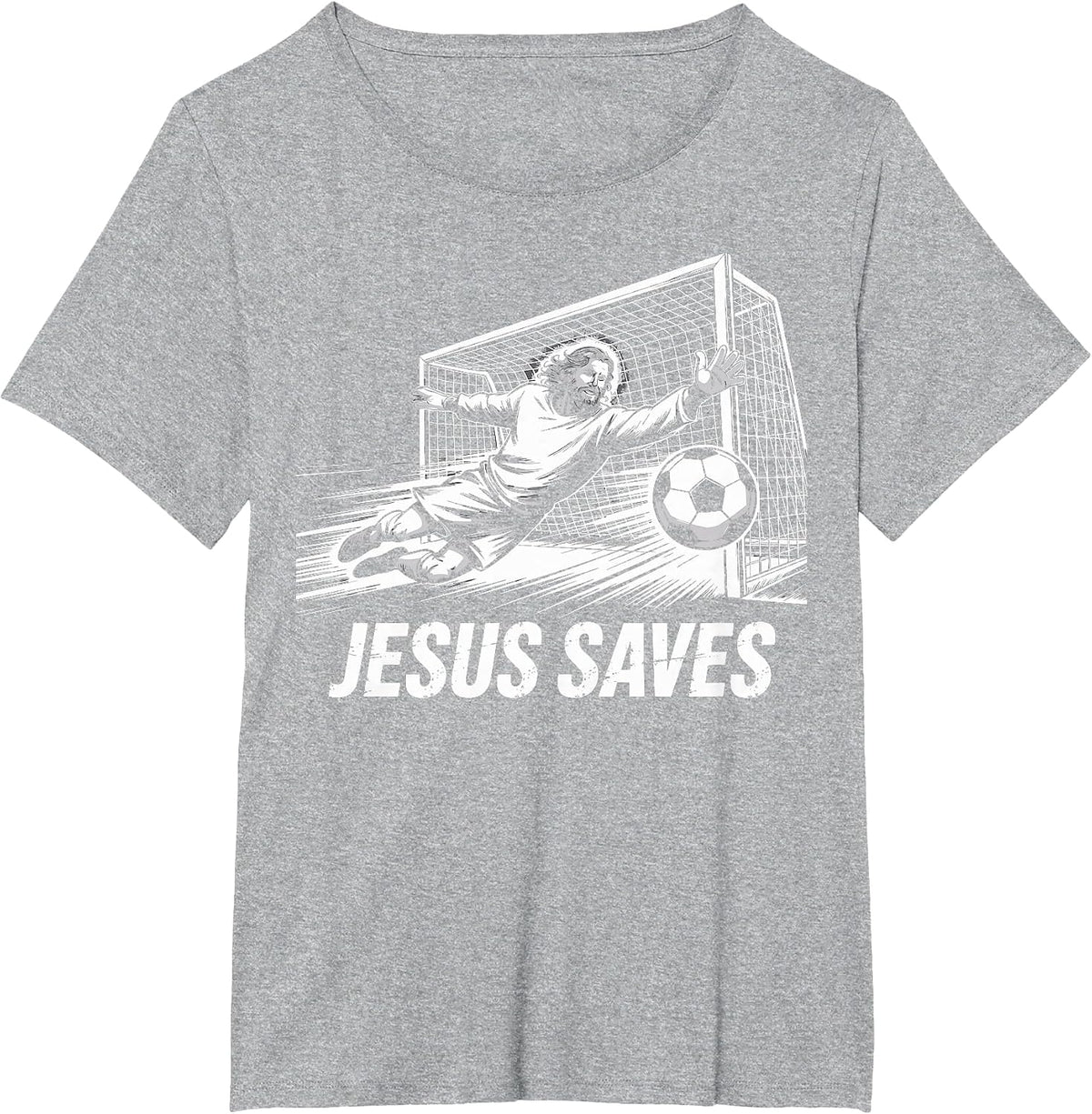 Soccer Goalie Goalkeeper Jesus Saves Christian Soccer Player T-Shirt - Heather Grey