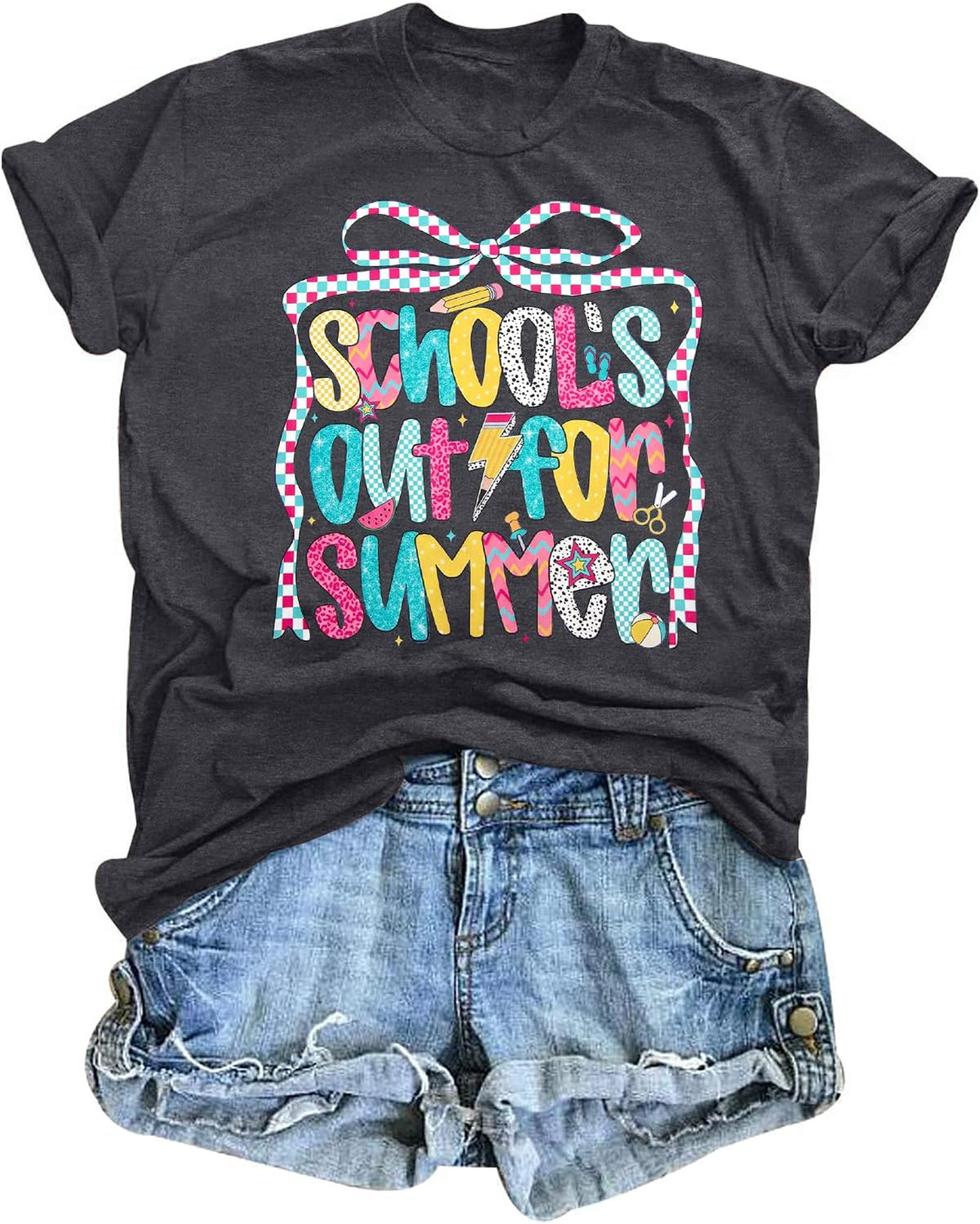 UNIQUEONE Last Day of School Teacher Shirt: Women I Love You All Class Dismissed Shirts School Graduation Tee - Gray-b