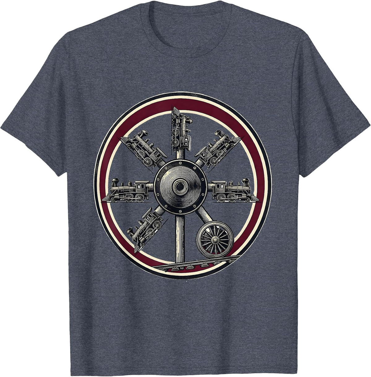 Railroad Badge Track Locomotive Hobbyist Gift T-Shirt - Heather Blue