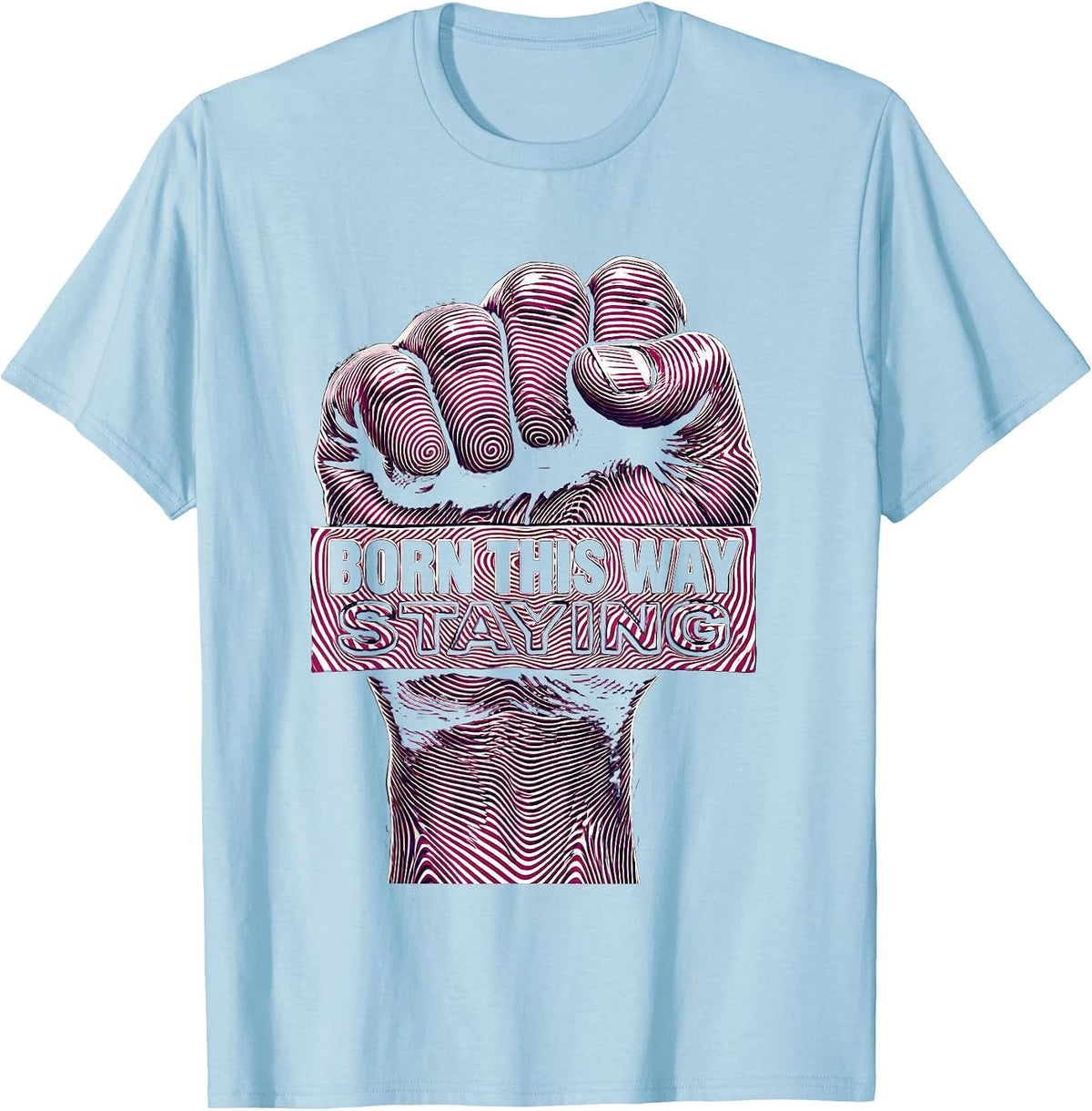 Men's Born This Way Staying Pride Flag Design T-Shirt - Baby Blue