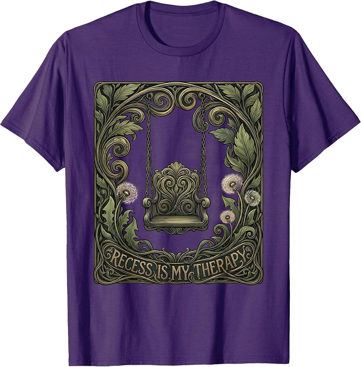 Men's Recess Is My Therapy 5th Grade Teacher Design T-Shirt - Purple