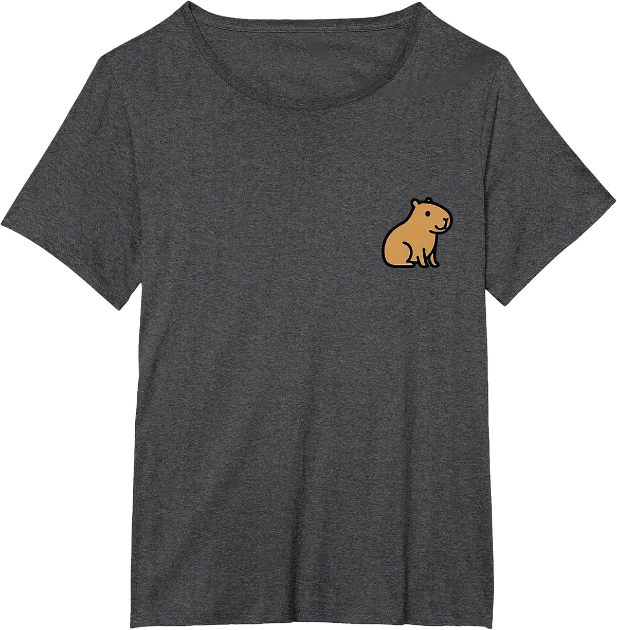 Capybara Minimalist Chest Emblem T-Shirt - Dark Heather Grey