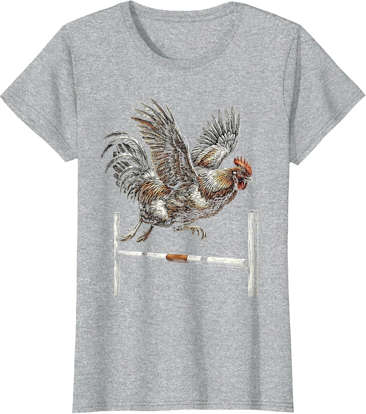 Women's Speedy Hen Hurdle Chicken Racing Graphic T-Shirt - Heather Grey