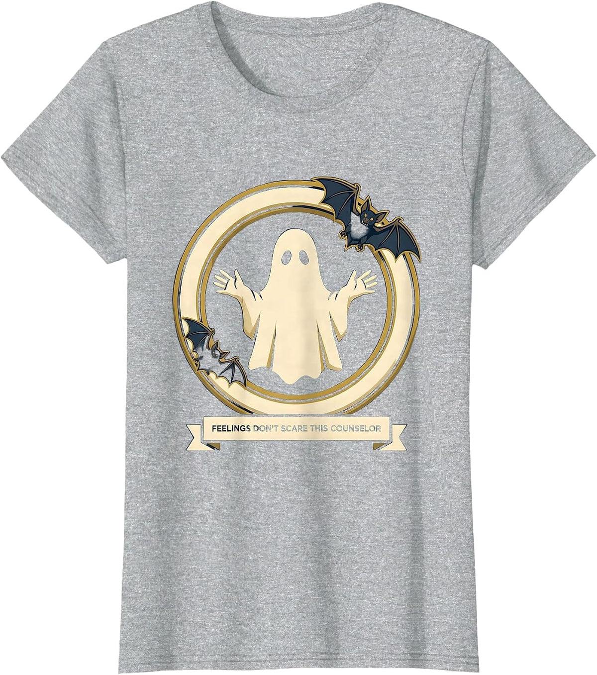Women's Feelings Don't Scare This Counselor Whimsical Halloween T-Shirt - Heather Grey