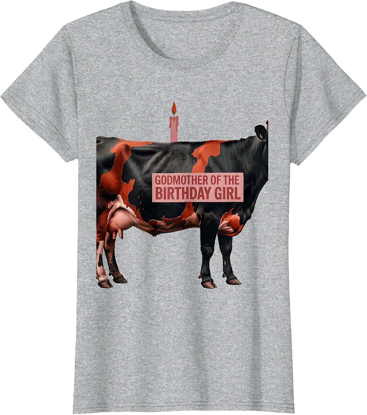 Women's Godmother Of The Birthday Girl Farm Cow 1St Birthday Girl T-Shirt - Heather Grey
