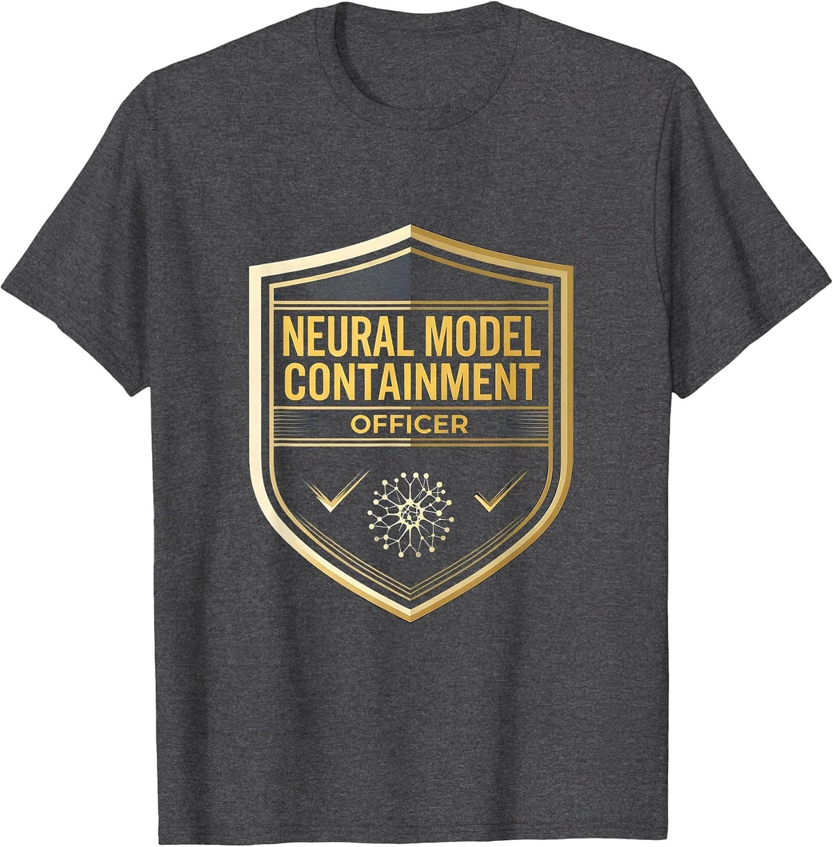 Men's Neural Model Containment Officer Funny AI Engineer Tech T-Shirt - Dark Heather Grey