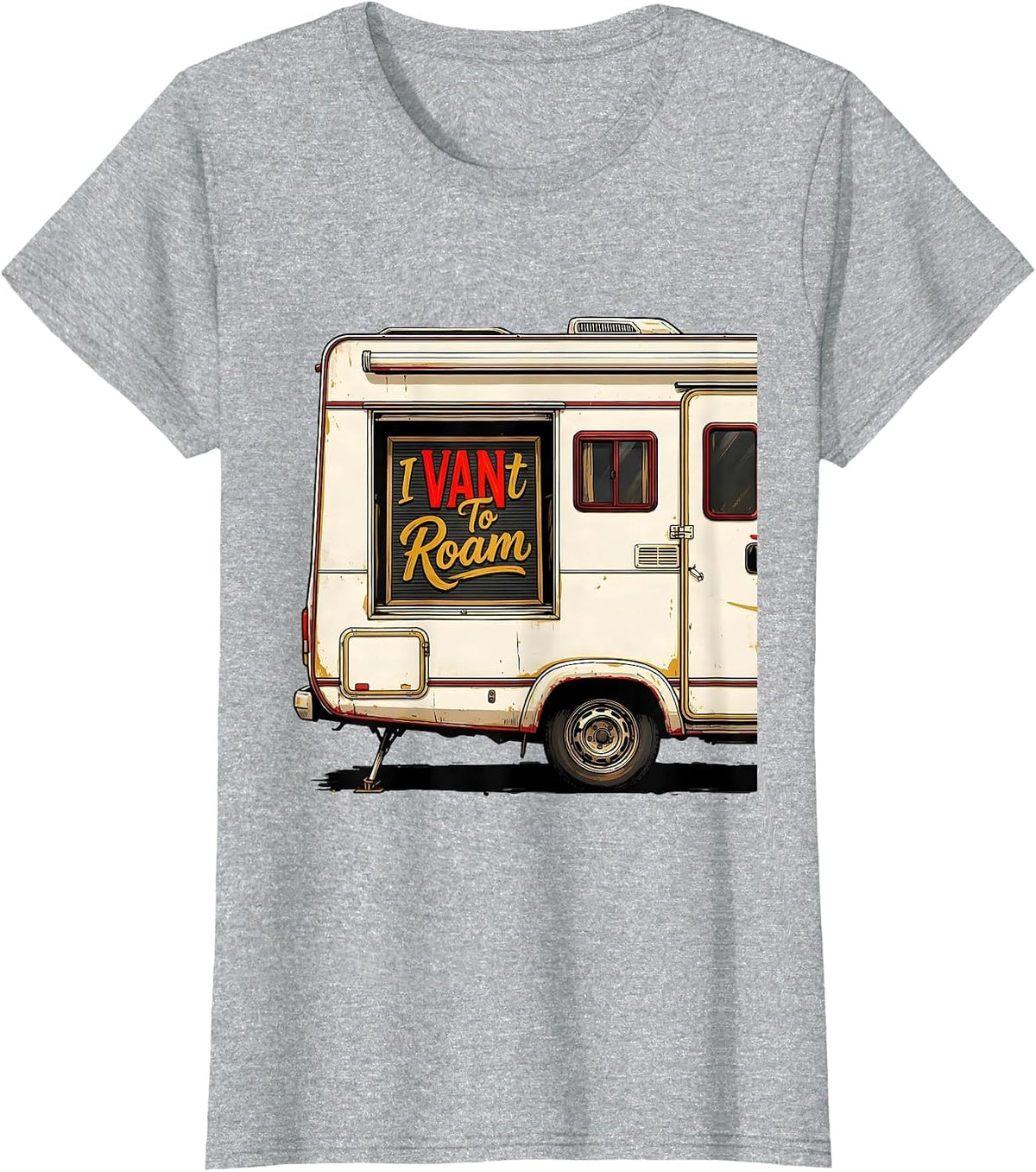 I VANt To Roam Funny Van Life Nomads Road-Trip Enthusiast T-Shirt - Heather Grey