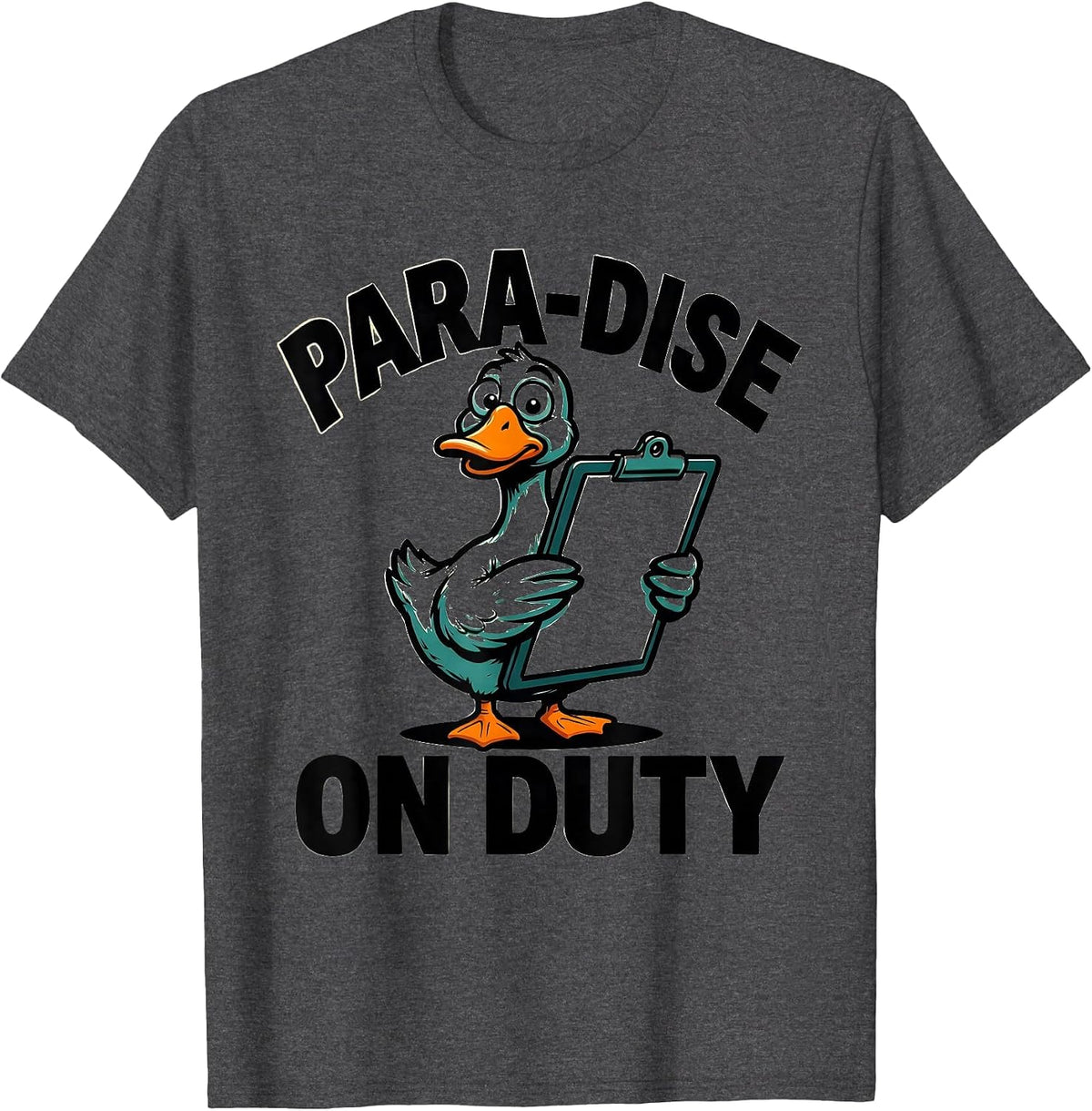 Men's Para-dise On Duty Funny Paraprofessional SPED Teacher Humor T-Shirt - Dark Heather Grey