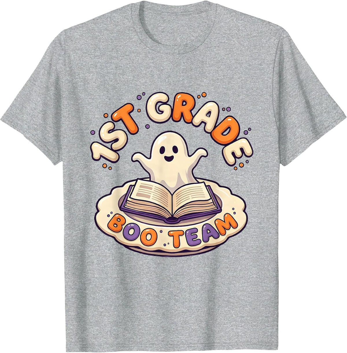 Men's 1st Grade Boo Team Cute Halloween Teacher School Spirit T-Shirt - Heather Grey