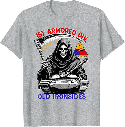 1st Armored Division Old Ironside Fort Bliss Texas Vintage T-Shirt - Heather Grey