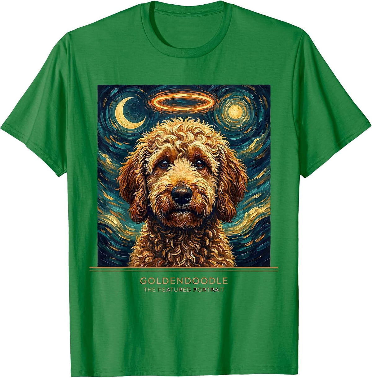 Men's Goldendoodle The Featured Portrait Whimsical Artistic Breed T-Shirt - Kelly Green