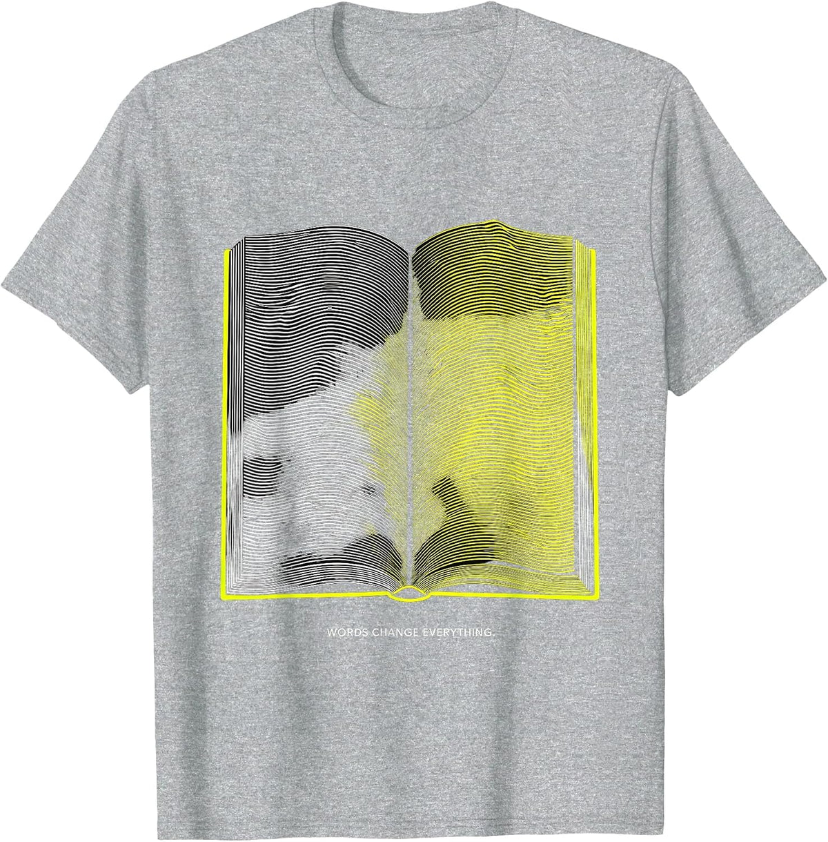Men's Words Change Everything Reading Teacher Design T-Shirt - Heather Grey