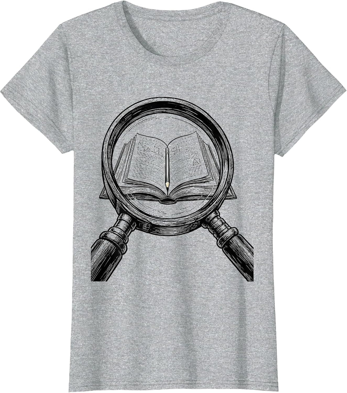 Paraprofessional Magnifying Glass Textbook Design T-Shirt - Heather Grey