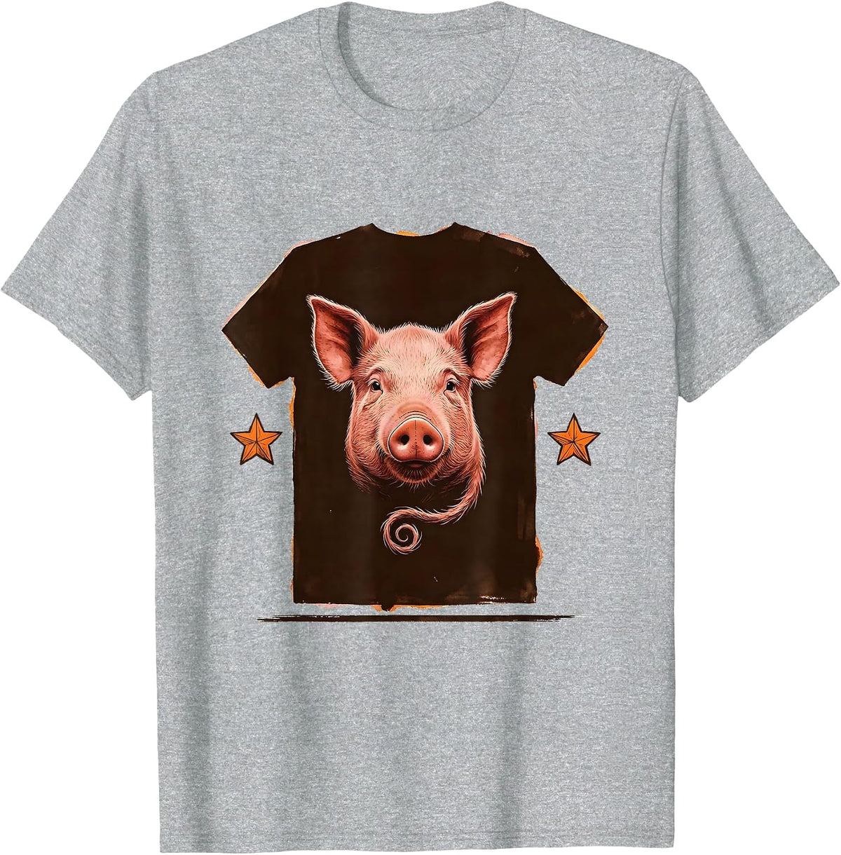 Men's Pig Head Blocky Shirt Silhouette Halloween Costume Humor T-Shirt - Heather Grey