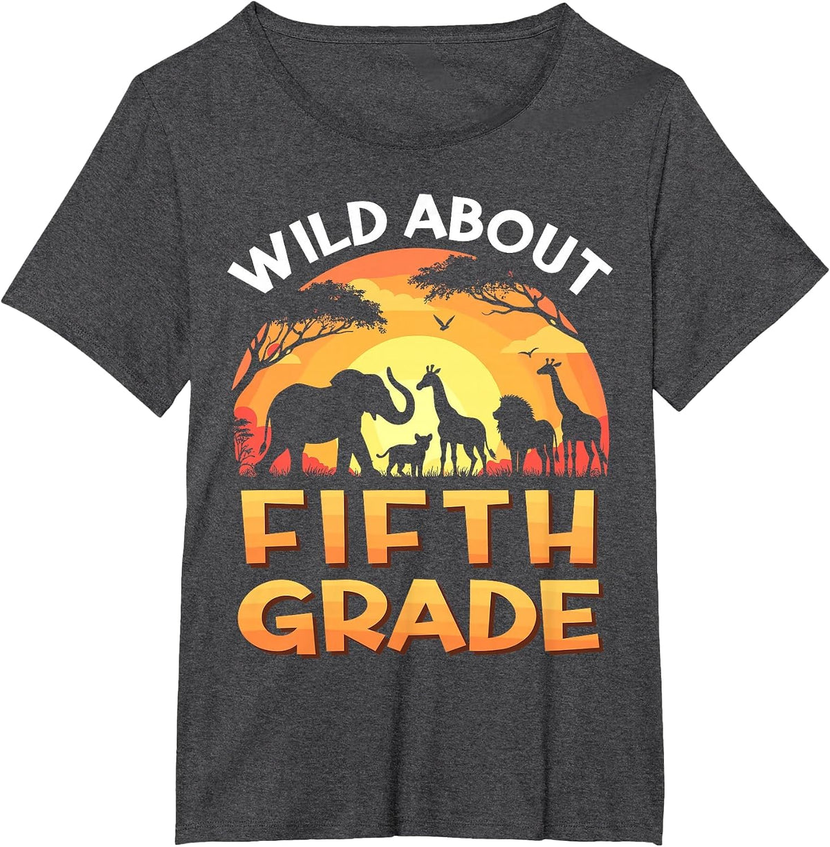 Wild About Fifth Grade Zoo Animals Back to School Safari T-Shirt - Dark Heather Grey