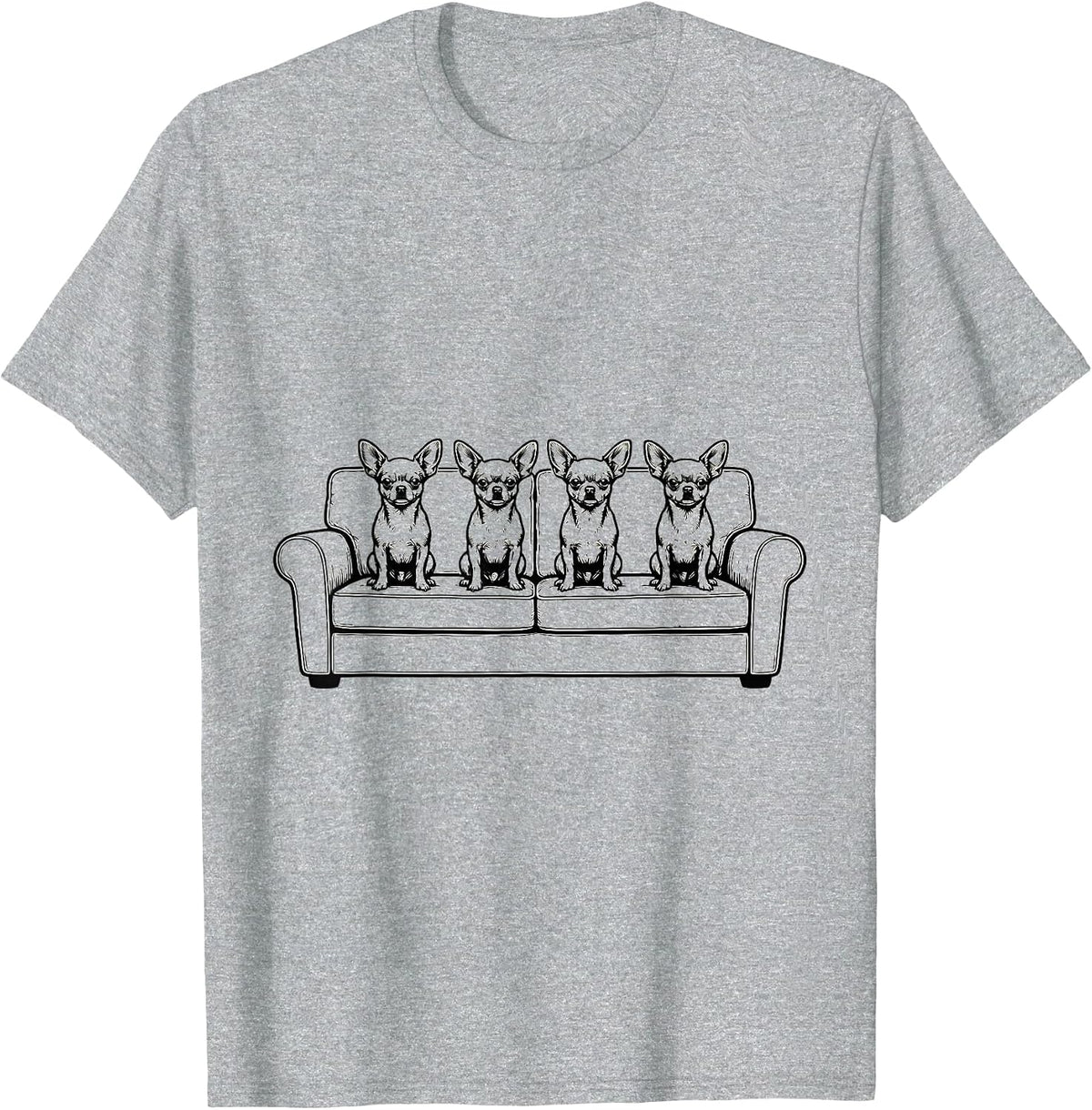 Men's Chihuahua Counting Marks Sofa Outline Line Art Dog Lover T-Shirt - Heather Grey