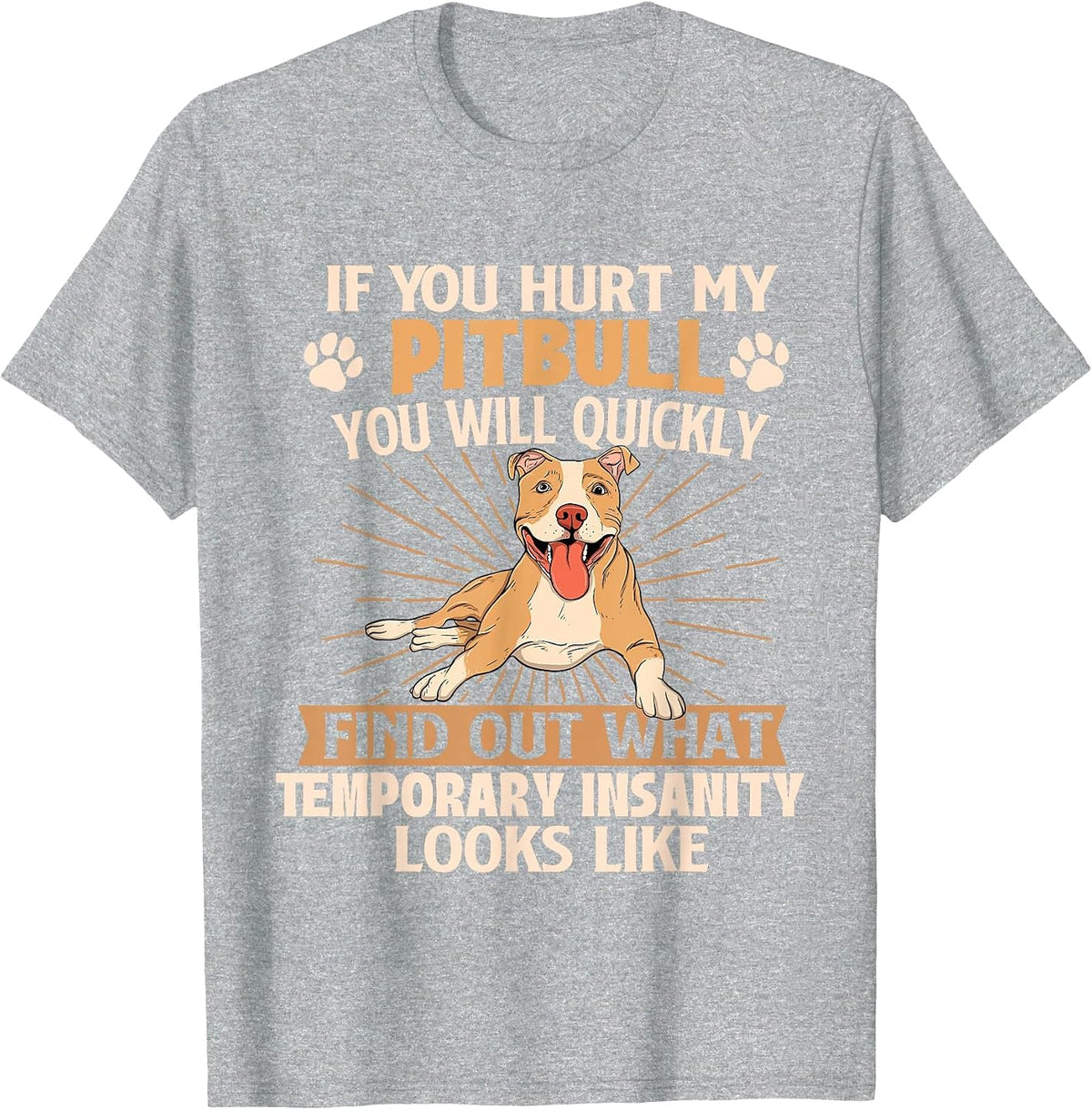 If You Hurt My Pitbull You Will Quickly Find Out - Dog Lover T-Shirt - Heather Grey