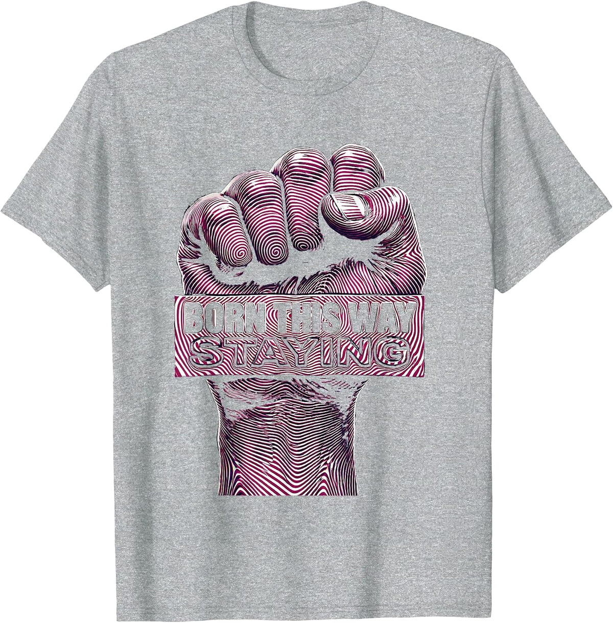 Men's Born This Way Staying Pride Flag Design T-Shirt - Heather Grey